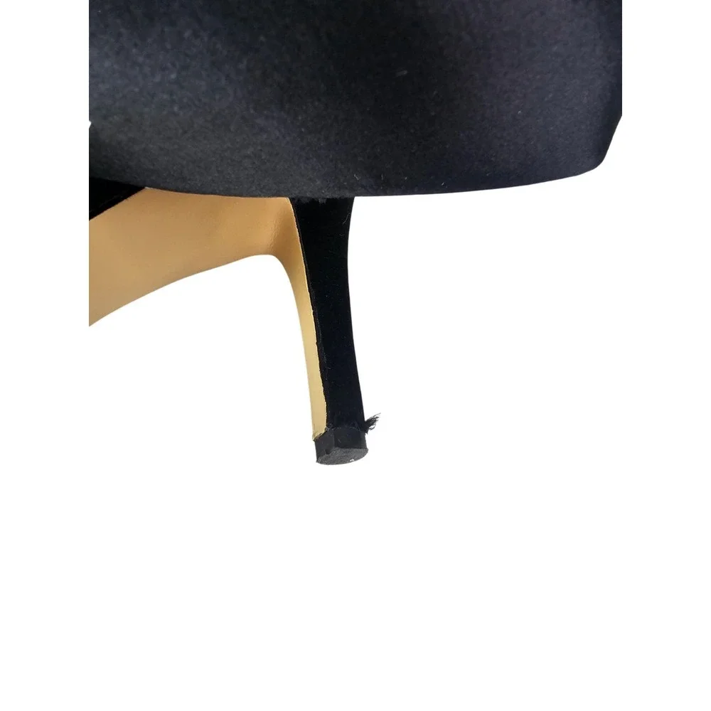 Nine West Metal Bow Black Satin Pumps Size 7